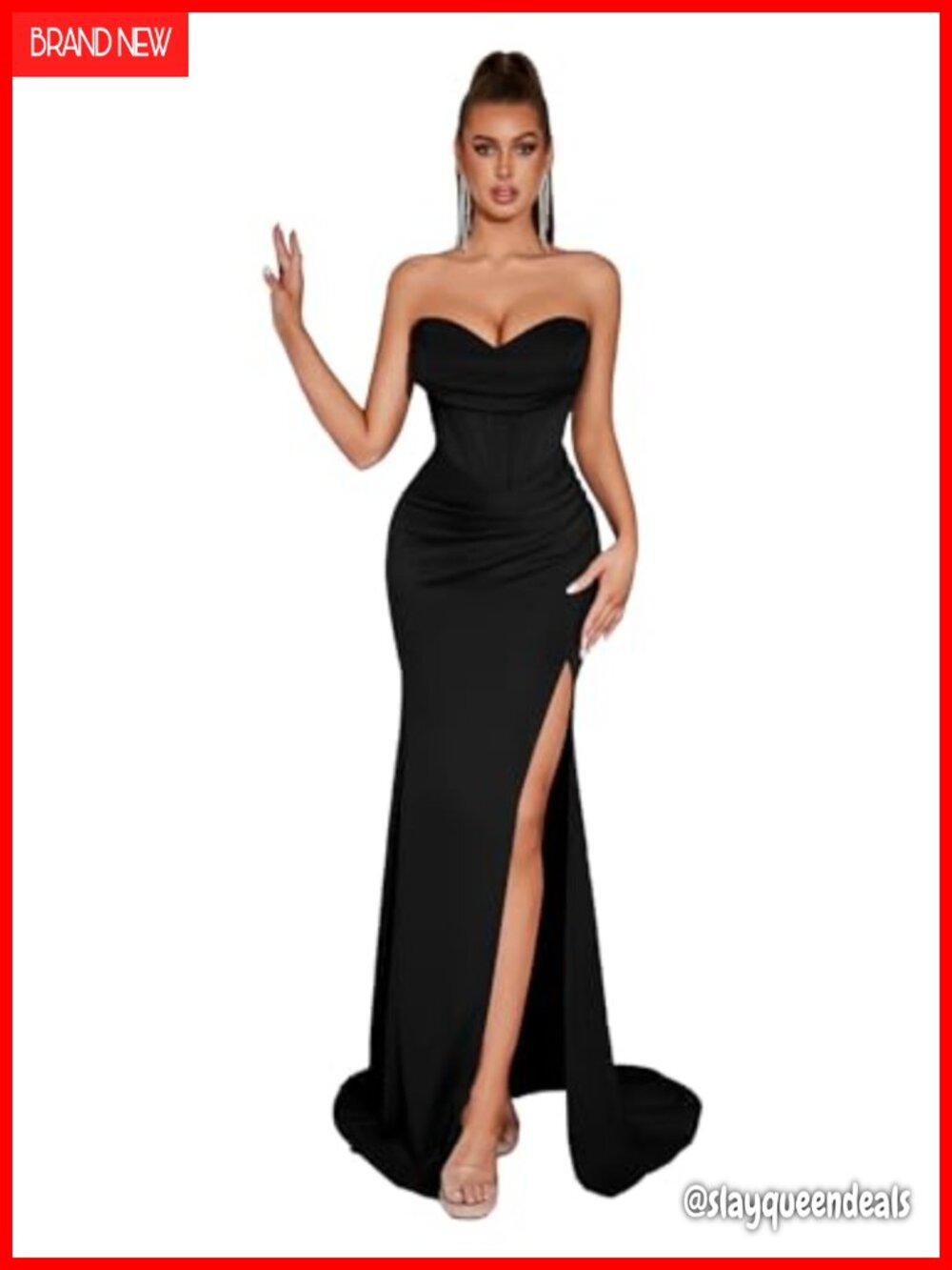 Formal Evening Gown Off Shoulder Bodycon High Slit Maxi Dress